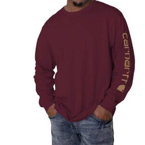 NWT Carhartt K231 Loose fit Long Sleeve Logo T-Shirt-Wine
